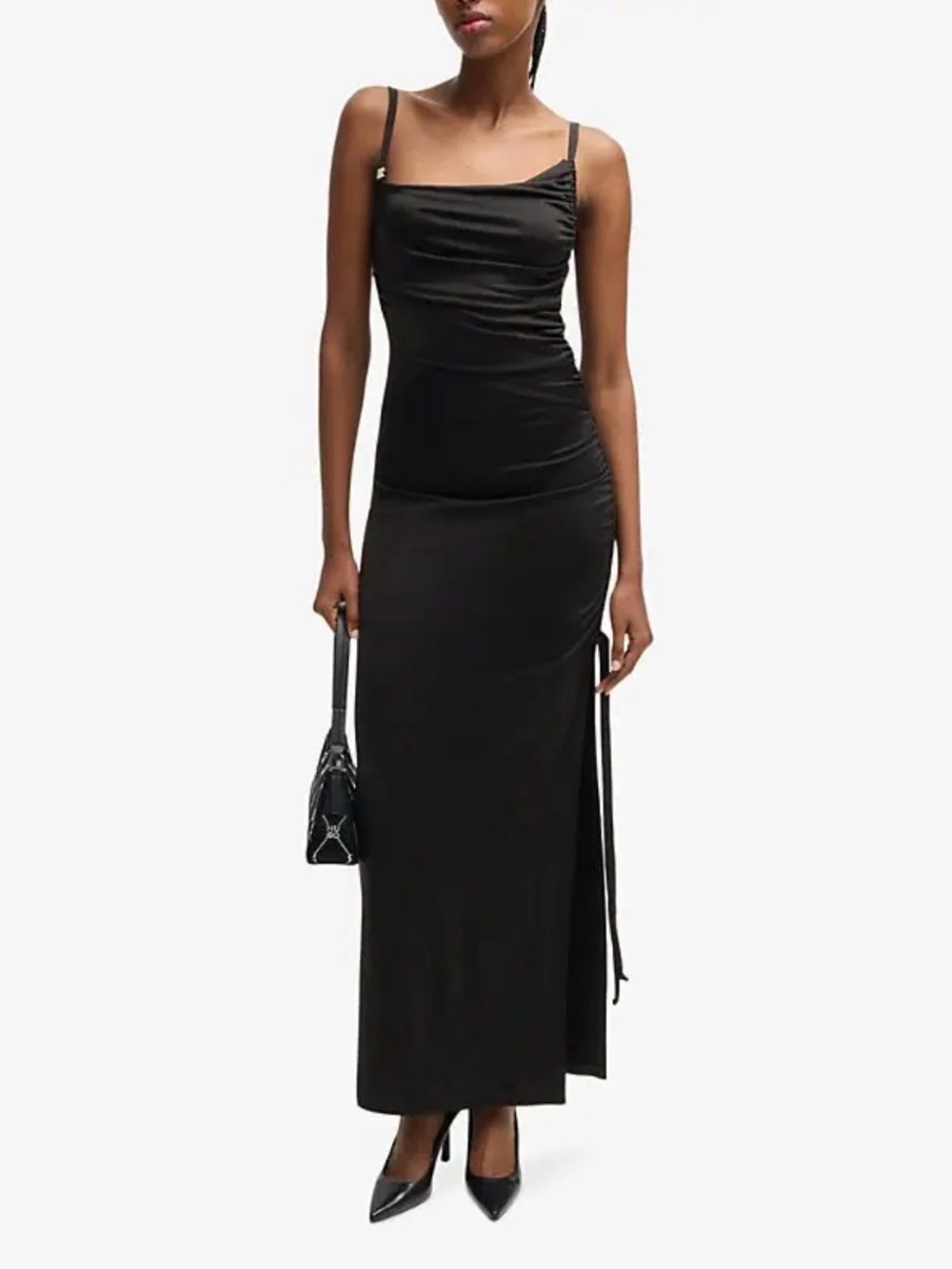 Hugo Boss Black Cowl Neck Ruched Maxi Dress